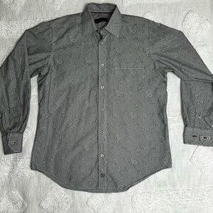 Bugatchi Men's Charcoal Paisley Button Down Shirt